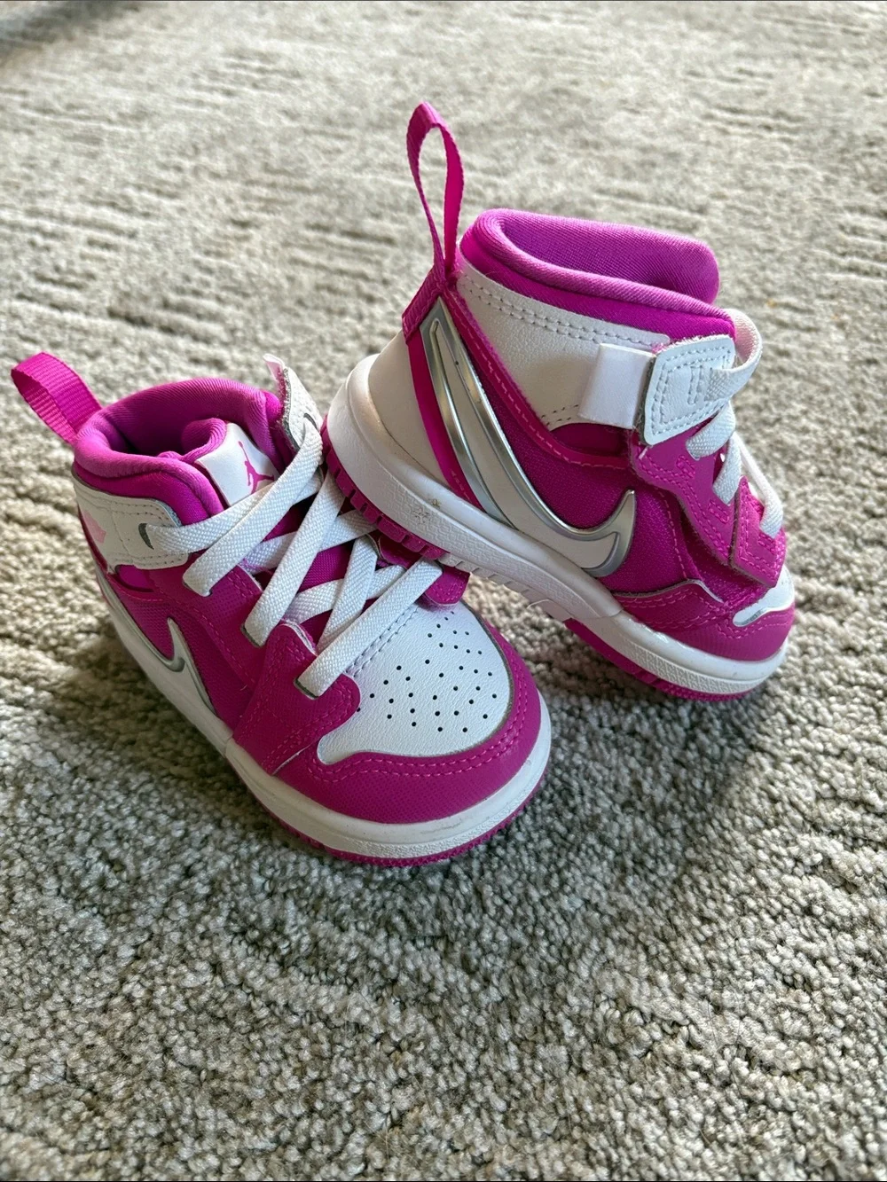 Nike Kids White and Hot Pink High-Top Sneakers